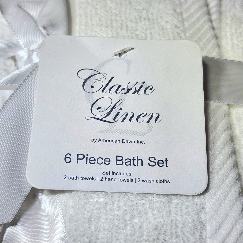 Luxury White 6 Pc Towel Set New With Tags - Picture 5 of 8